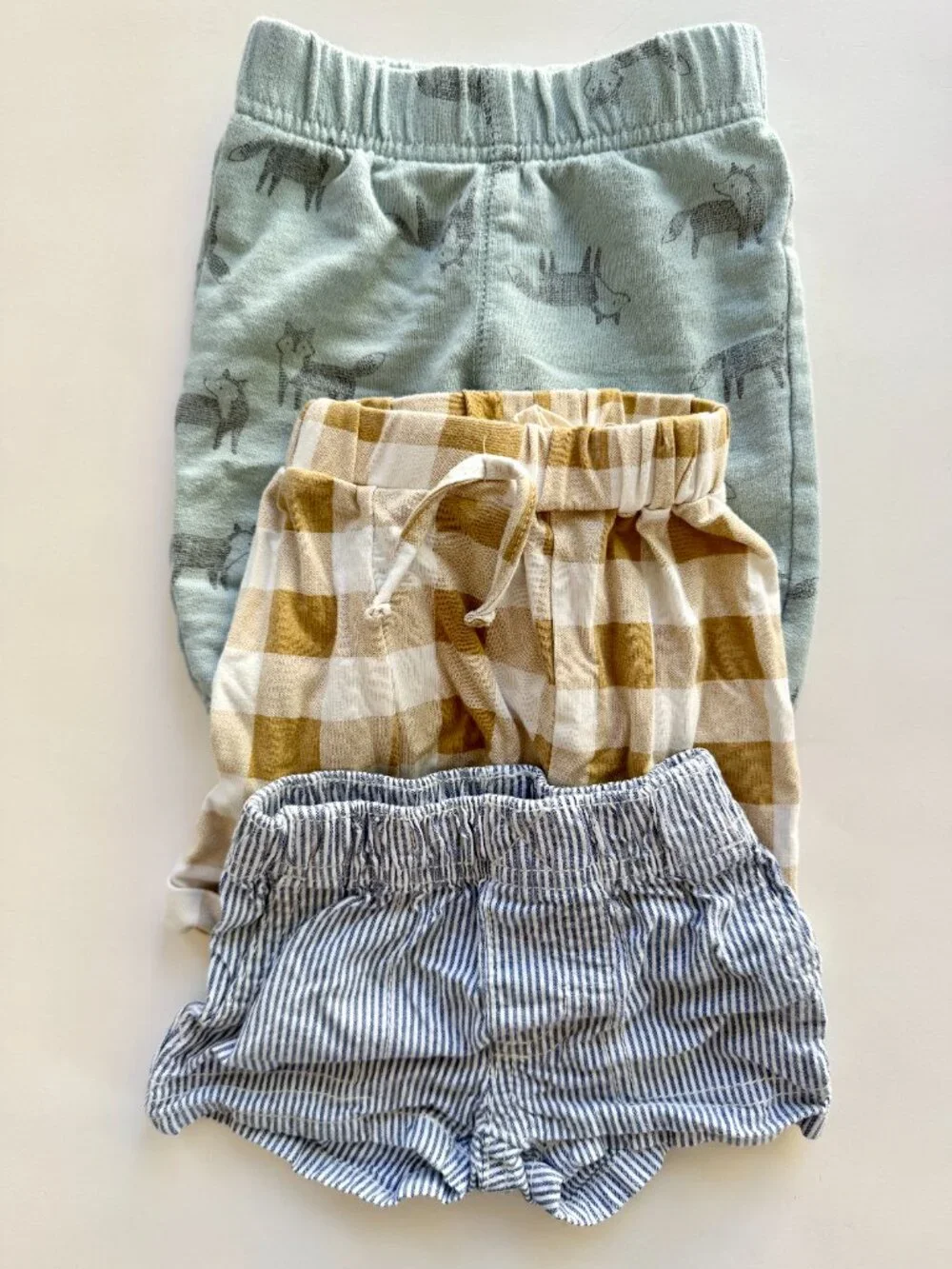 Baby 3pc Bottoms Bundle Fox Gingham Stripe 0-3M